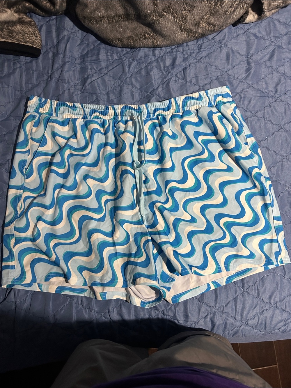Target Women Swim Shorts in Blue and White Wave Print